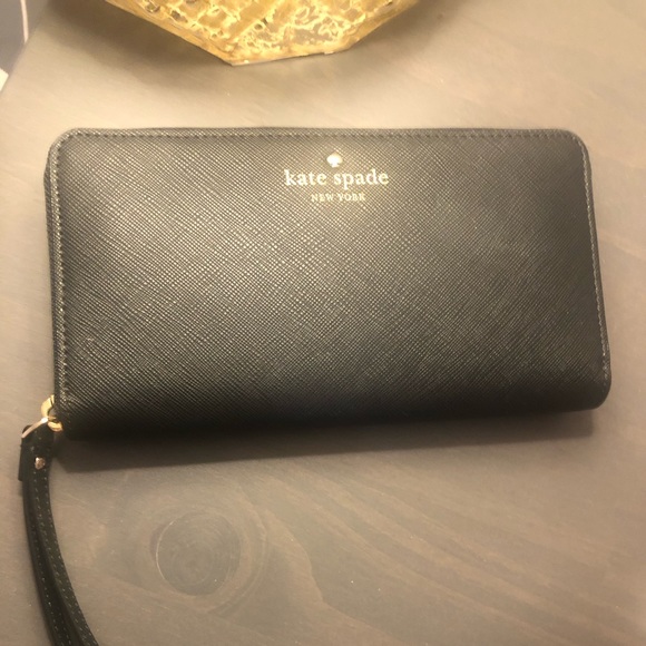 NWT rare vintage Kate Spade large wristlet wallet in 100% black leather - Picture 4 of 10